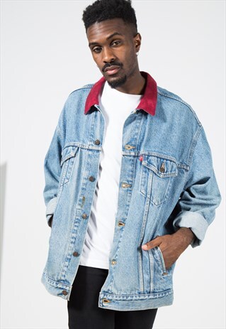 VINTAGE 80S LEVI'S CONTRAST COLLAR DENIM JACKET / S0071