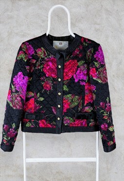 Aquascutum Quilted Floral Silk Bomber Jacket Women's  UK 10