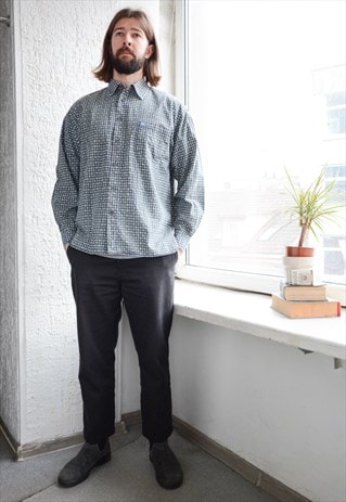 Vintage Blue Patterned Cotton Shirt