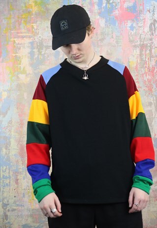 JUMPER WITH PATCHWORK STRIPED SLEEVES AND YAP PATCH