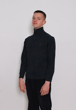 VINTAGE POLO RALPH LAUREN KNITTED 1/4 ZIP JUMPER
