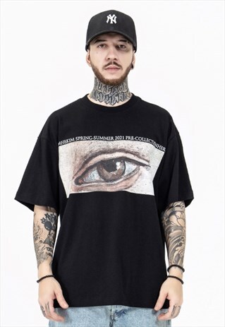 EYE PATTERN LOOSE ROUND NECK T-SHIRT