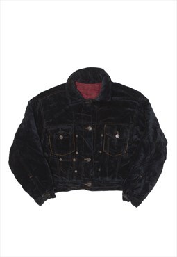 RICA LEWIS Cropped Velvet Jacket Black 90s Womens M