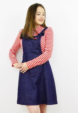 VINTAGE 90S MIXED DENIM AND STRIPED MINI DRESS