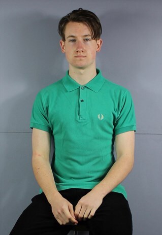 VINTAGE FRED PERRY POLO SHIRT IN GREEN WITH EMBROIDERED LOGO