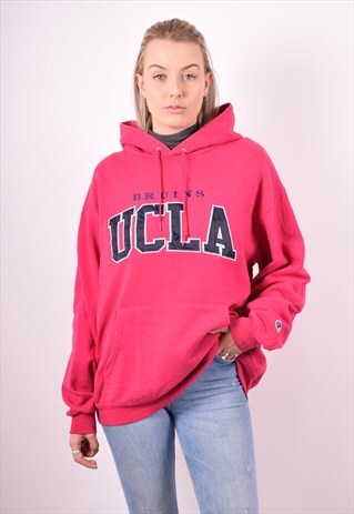 CHAMPION WOMENS VINTAGE HOODIE JUMPER LARGE PINK 90S