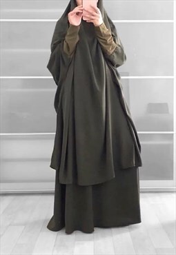 Modest Jilbab 2 Piece Co Ord Set (Khaki)