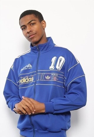 VINTAGE ADIDAS LOGO TRACK JACKET BLUE