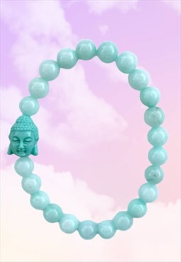 Peaceful Buddha - Green Aquamarine Beaded Gemstone Bracelet