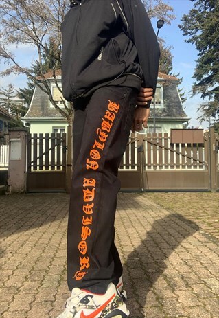 BABYLON ADVISORY JEANS BLACK DENIM CUSTOM NEOGOTS(ORANGE)
