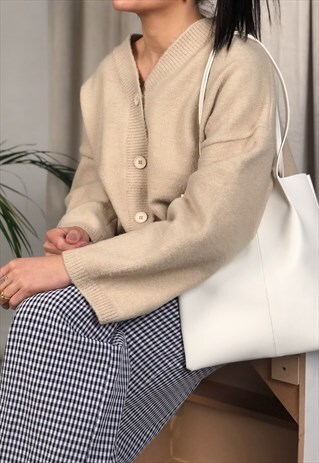 BEIGE PERFECT OVERSIZED CARDIGAN
