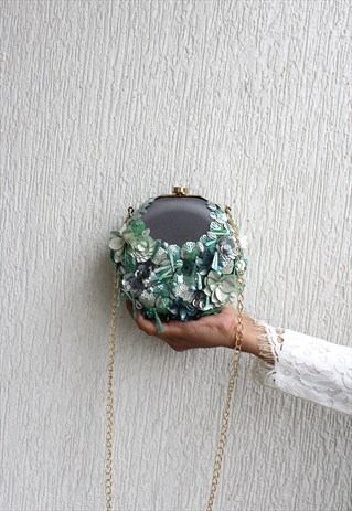 EMBELLISHED GREY EVENING CLUTCH BAGS