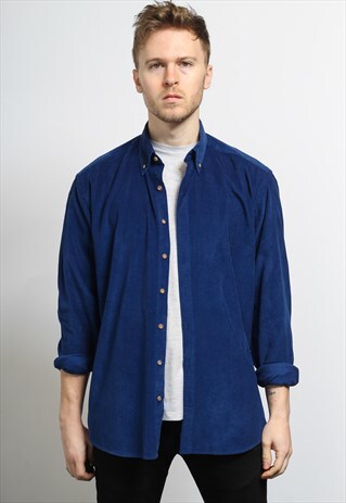 VINTAGE CORDUROY CORD SHIRT BLUE