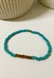 TURQUOISE AND GOLD FINE BEADED BOHO BRACELET