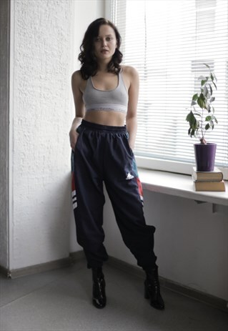 VINTAGE 90'S BLACK COLOUR BLOCK SPORTS JOGGERS
