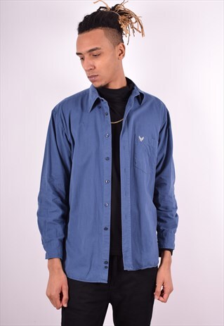 MENS VINTAGE SHIRT MEDIUM BLUE 90'S