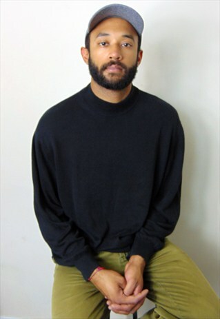 90S MINIMALIST LUXURY BLACK MOCK NECK SWEATER XL
