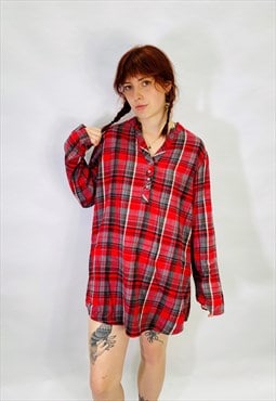 Vintage Size L Flannel Dress in Red