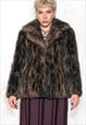 VINTAGE 70S WINTER TEDDY COAT IN BROWN FAUX FUR