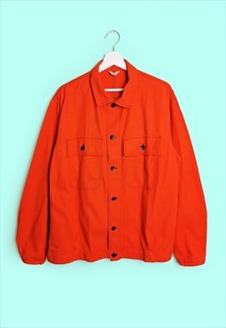 90's Unisex Worker Chore Jacket Oversized Shirt Orange