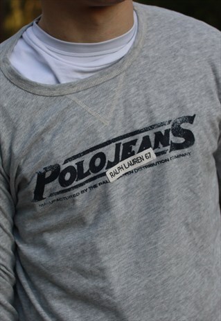 VINTAGE GREY RALPH LAUREN POLO JEANS THIN SWEATER