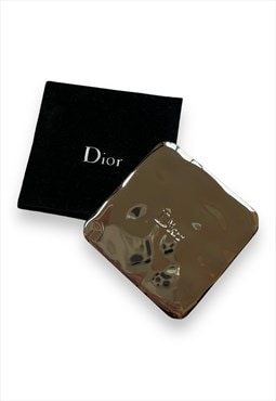 Vintage Dior mirror compact square silver tone