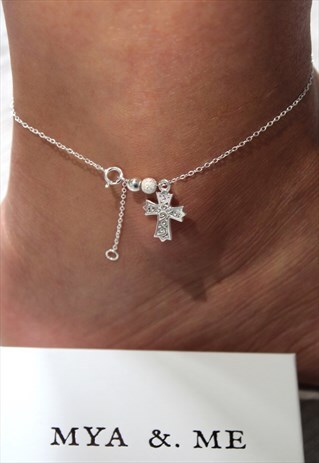 "DONT CROSS ME" ANKLET 925 STERLING SILVER