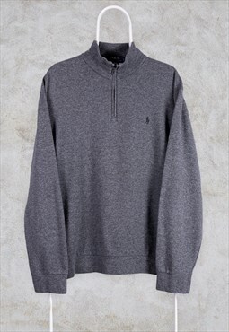 Vintage Polo Ralph Lauren Grey Sweatshirt 1/4 Zip Large