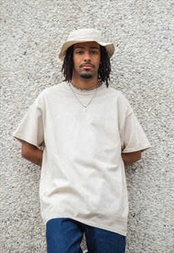 Short Sleeve Tshirt in Sand with Woven Label Details