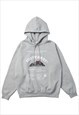 LANDSCAPE PRINT HOODIE RETRO MOUNTAIN PULLOVER IN RED