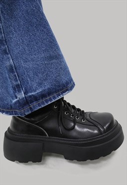 Gothic Derby shoes platform edgy heavy Punk brogues in black