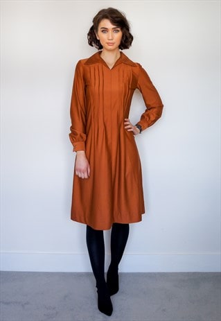 VINTAGE BURNT ORANGE 70'S DRESS