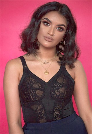 BLACK LACE CORSET TOP