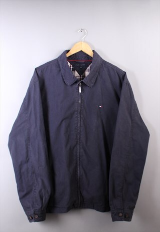 MENS VINTAGE TOMMY HILFIGER NAVY HARRINGTON JACKET