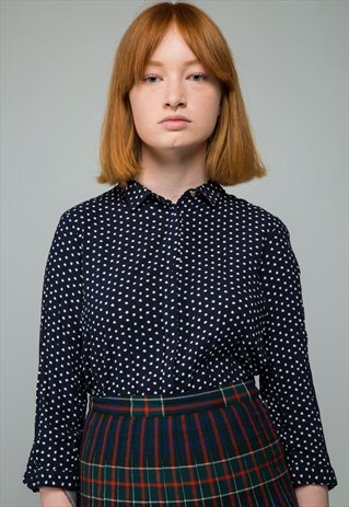 NAVY POLKA DOT LONG SLEEVE SHIRT