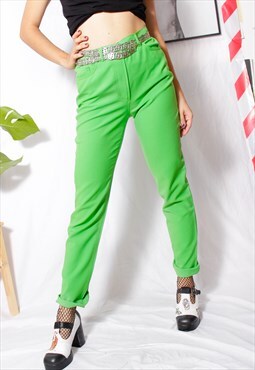 90s grunge y2k goth Benetton neon green high waist pants