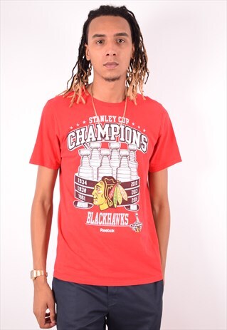 REEBOK MENS VINTAGE T-SHIRT TOP MEDIUM RED 90S