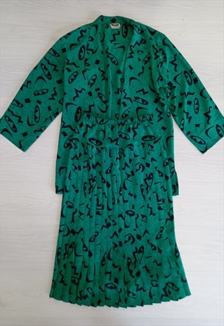 80's Two Piece Co-ord Green Blazer Skirt