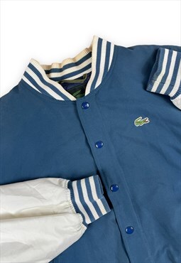 Lacoste Vintage 90s Blue and white bomber jacket Embroidered
