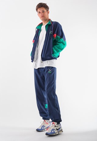 VINTAGE PUMA TRACKSUIT JACKET AND PANTS 90S BLUE GREEN