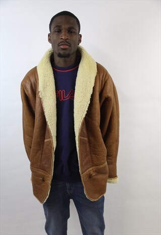 VINTAGE AMAZING LEATHER SHEEPSKIN LINED JACKET
