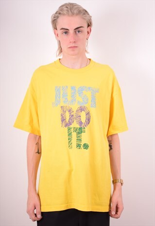 NIKE MENS VINTAGE T-SHIRT TOP XL YELLOW 90S