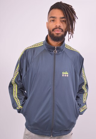 VINTAGE DIADORA TRACKSUIT TOP JACKET GREY