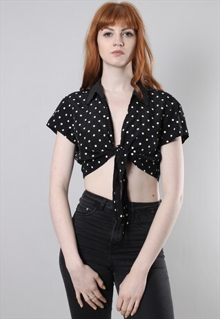 VINTAGE 80S POLKA DOT TIE CROP TOP