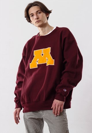 VINTAGE MENS CHAMPION MICHIGAN SWEATSHIRT CREW NECK BIG LOGO