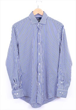 Vintage Ralph Lauren Shirt Blue White Striped Button Up 90s