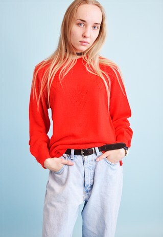 80'S RETRO ABSTRACT PATTERN KNIT MOMS JUMPER TOP