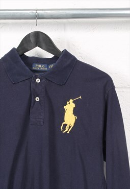 Vintage Polo Ralph Lauren Polo Shirt Navy Long Sleeve Medium