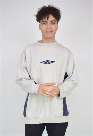 VINTAGE 90'S UMBRO BEIGE & NAVY SWEATSHIRT