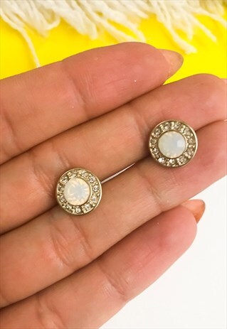 GOLD MOONSTONE STUDS